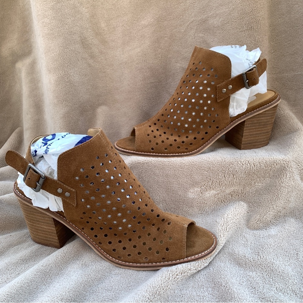 Perforated Real Suede Slingback Shoes